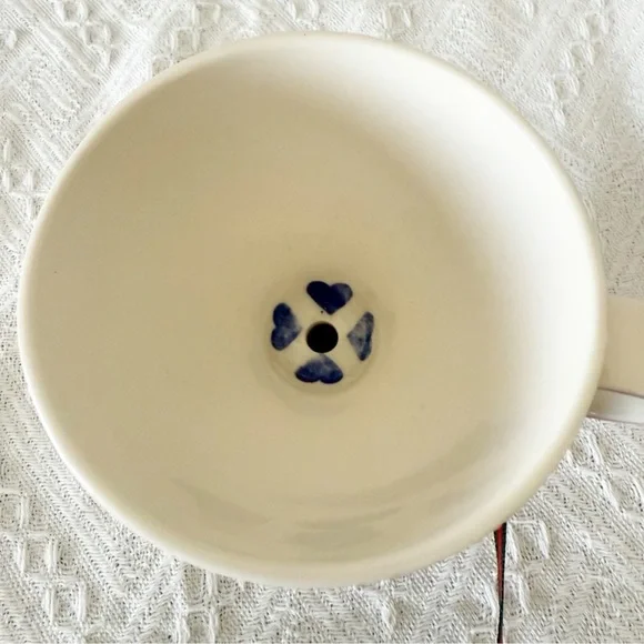NWT Anthropologie Slow Drip Coffee Pour Over Mug Floral Heart Stoneware - Picture 7 of 7